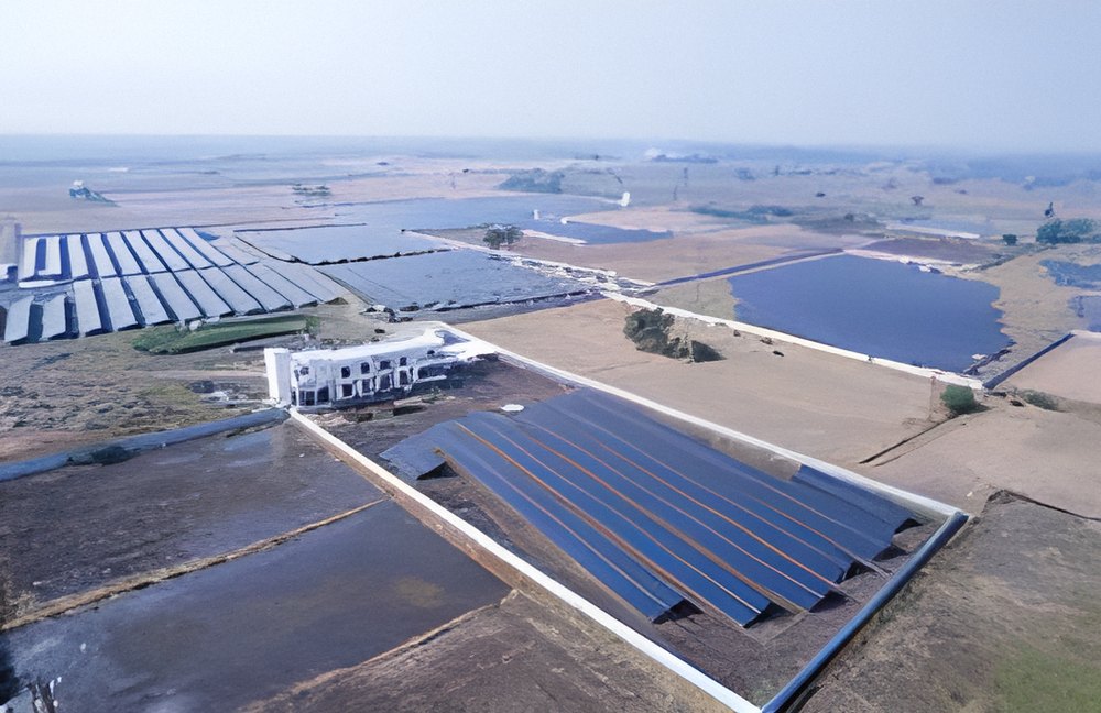 Solar park laid out in blocks, Gujarat